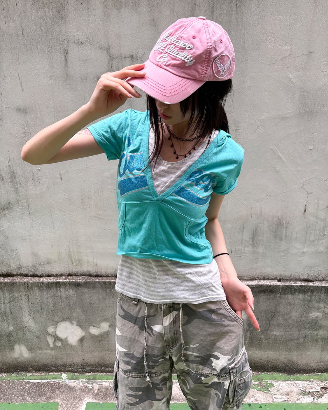 Y2K grey stripe sleeveless 상품이미지4