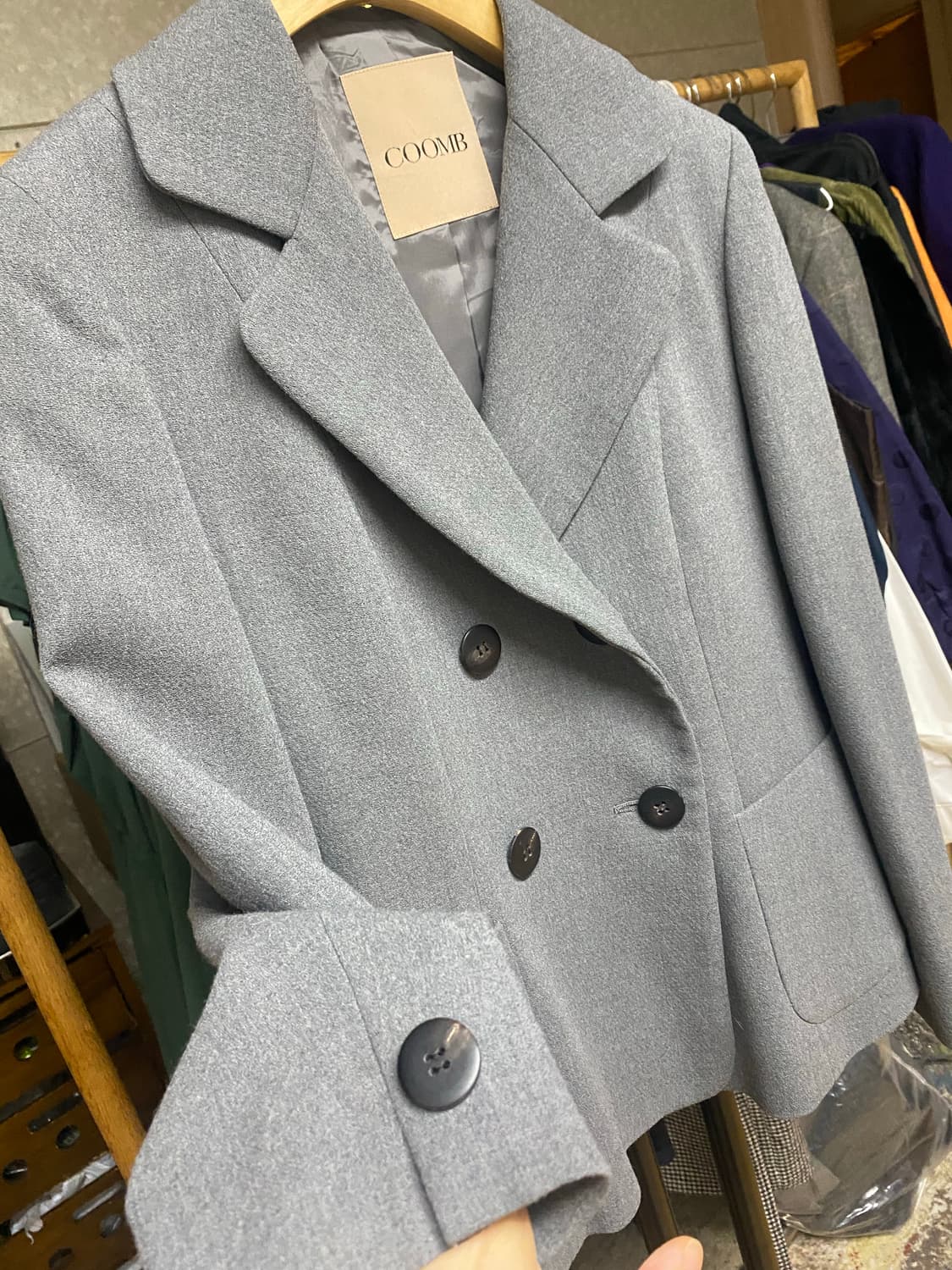 COOMB 회색 모 100% 더블 자켓 상품이미지4
