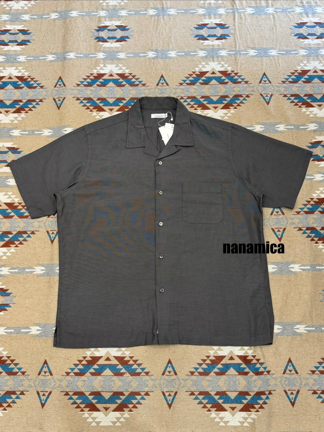 [L][105] 나나미카 오픈 카라 파나마 숏 슬리브 셔츠 헤더 그레이 상품이미지1