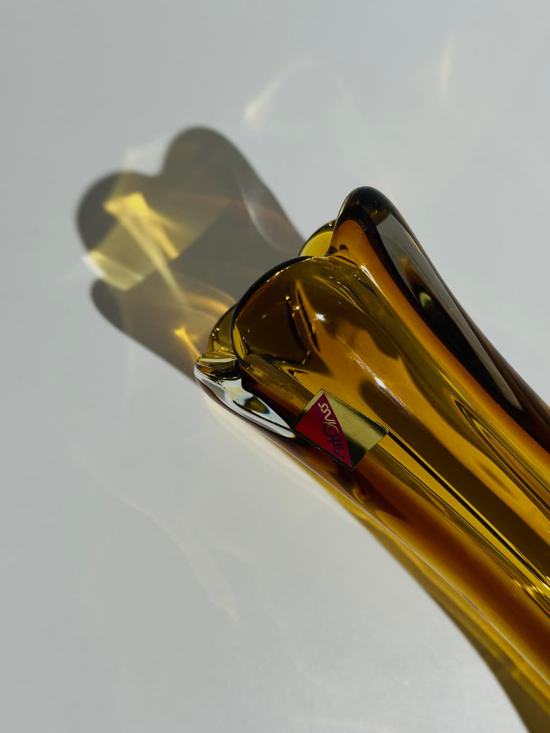 일본 빈티지 이와츠 아트글라스 앰버 화병 상품이미지7