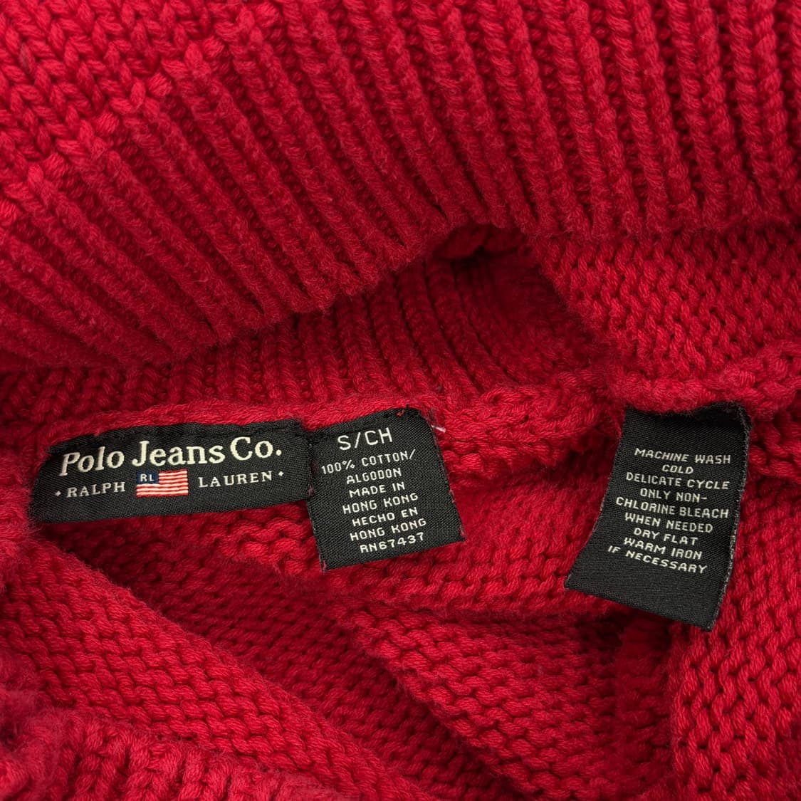 폴로 진스 성조기 터틀넥 니트 레드 S 상품이미지4