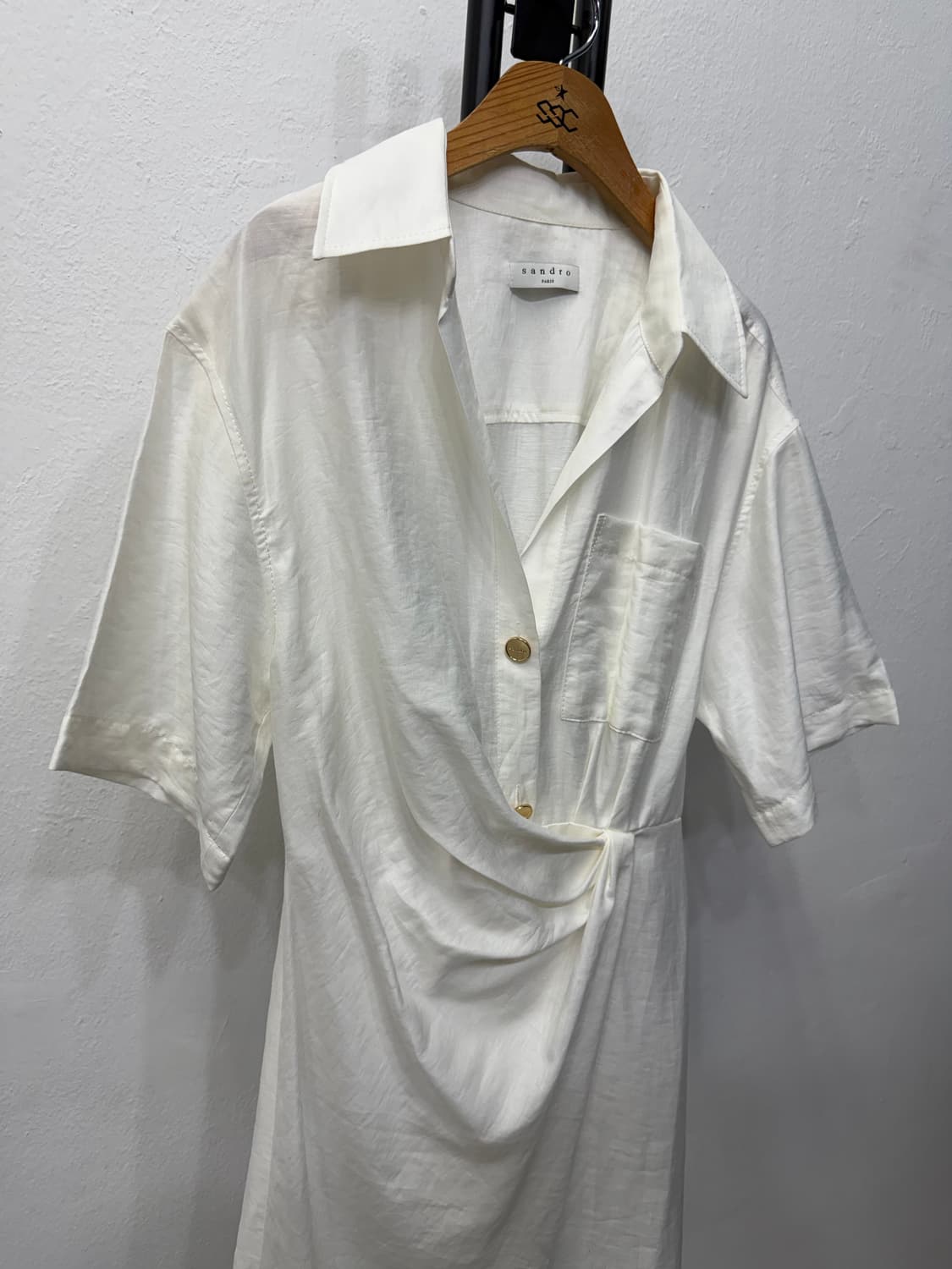 정품) 산드로 화이트 셔츠형 원피스 34 상품이미지2