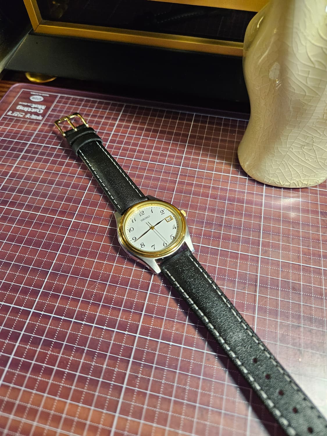 빈티지 세이코 가죽 쿼츠 시계 상품이미지6