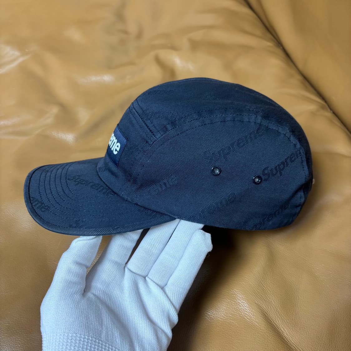 슈프림 캠프캡 모자 박스로고 자카드 네이비 상품이미지4