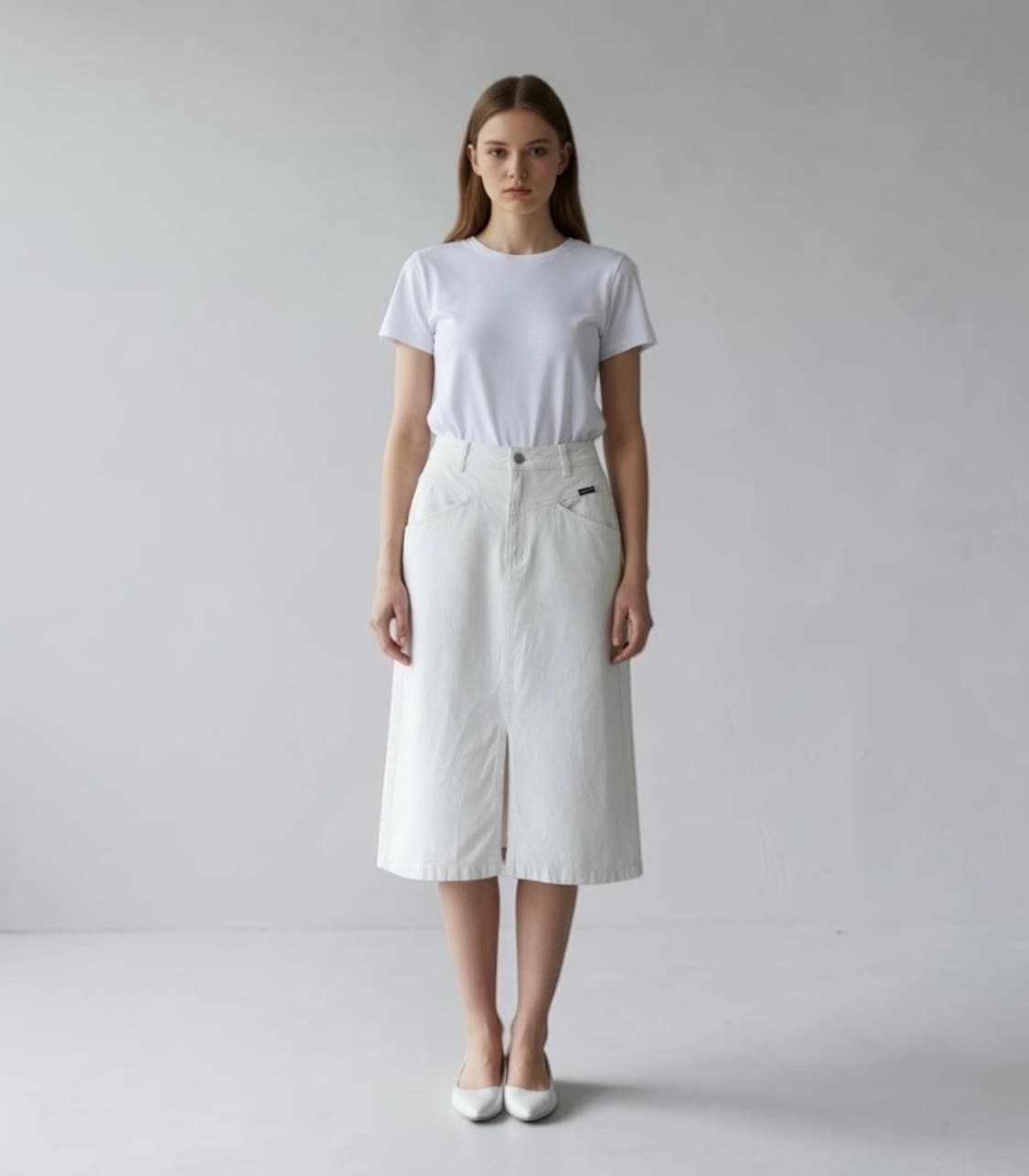 .64/ 시스템 23FW 화이트 코튼 스커트 상품이미지1