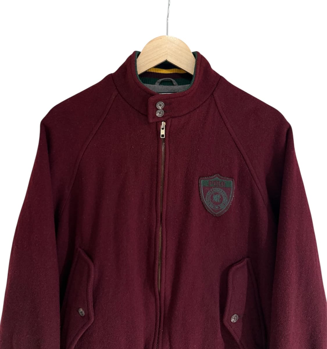 폴로 랄프 로렌 90‘s 버건디 울 쉴드패치 헤링턴 바라쿠타 자켓 상품이미지3