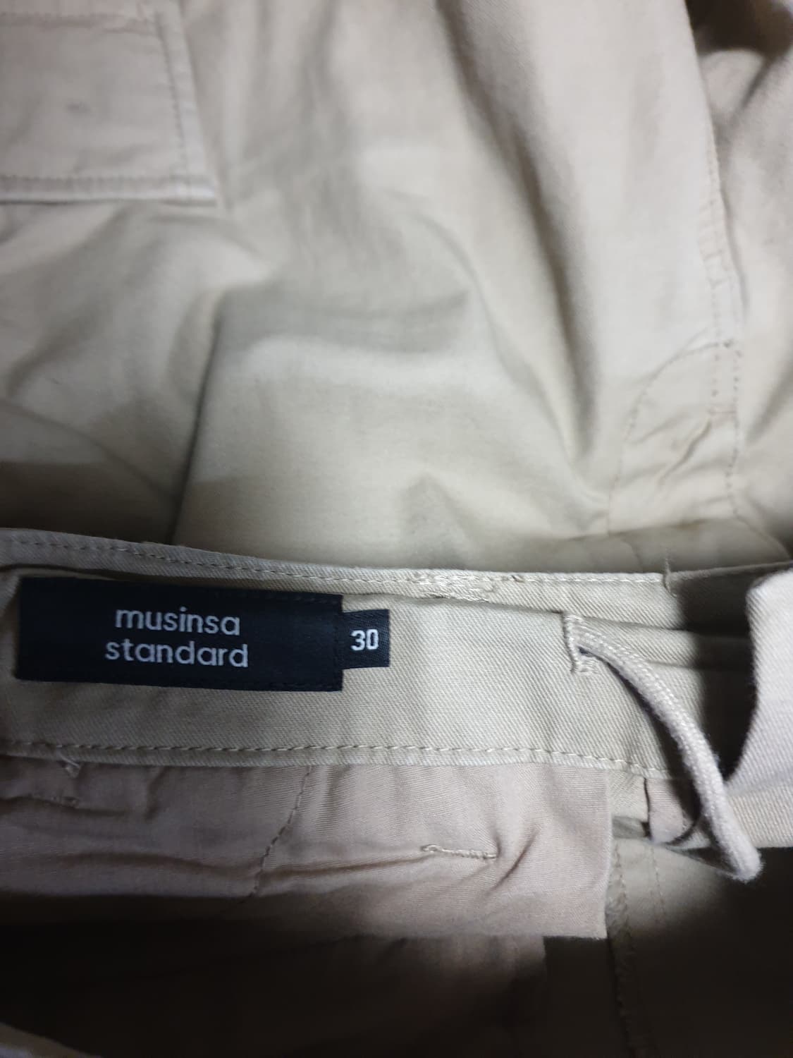 무신사스탠다드 코튼 파라슈트 와이드 카고팬츠 베이지 (30) 상품이미지4