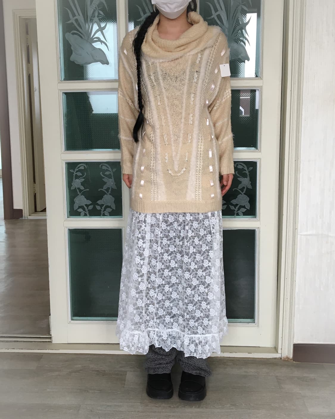 axes femme Ribbon point loose neck knit 상품이미지8