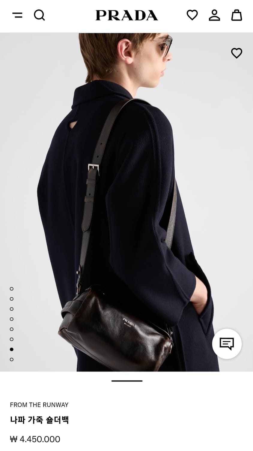 프라다 나파가죽 숄더백 빈티지다크브라운 2vh188 크로스백 상품이미지7