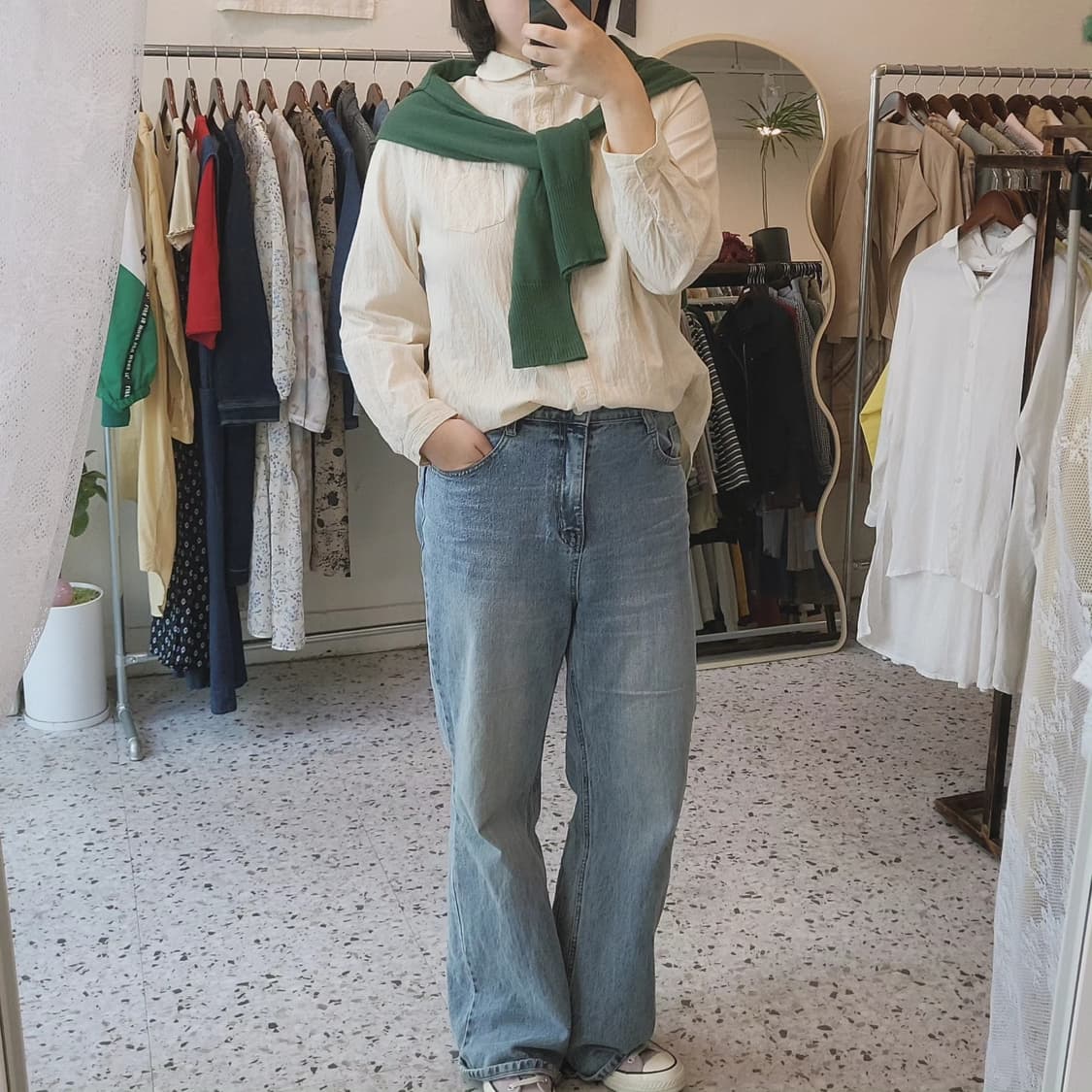 Self service 둥근카라 링클 면셔츠 상품이미지9