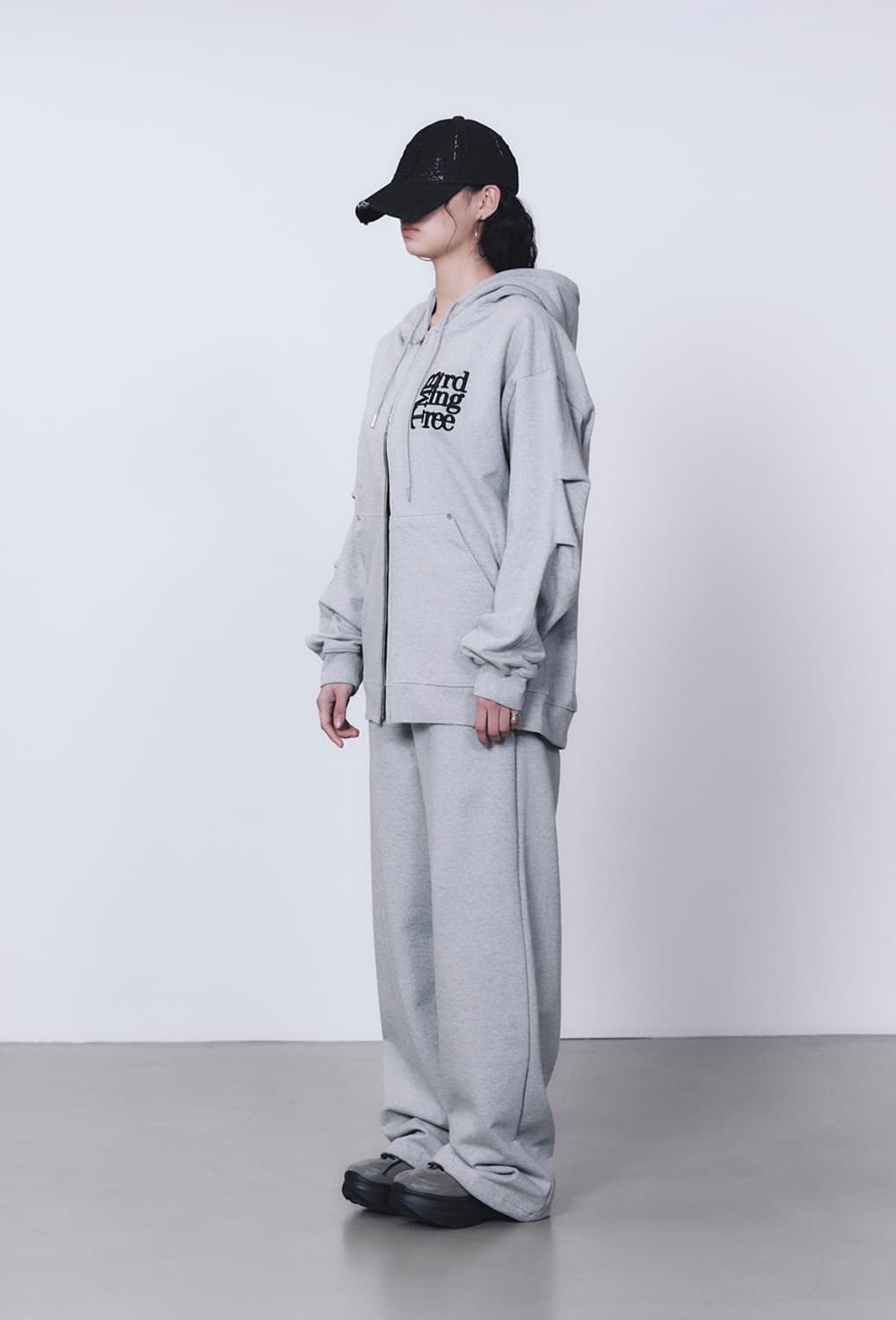 트리밍버드 스퀘어 로고 후드집업 그레이 상품이미지2