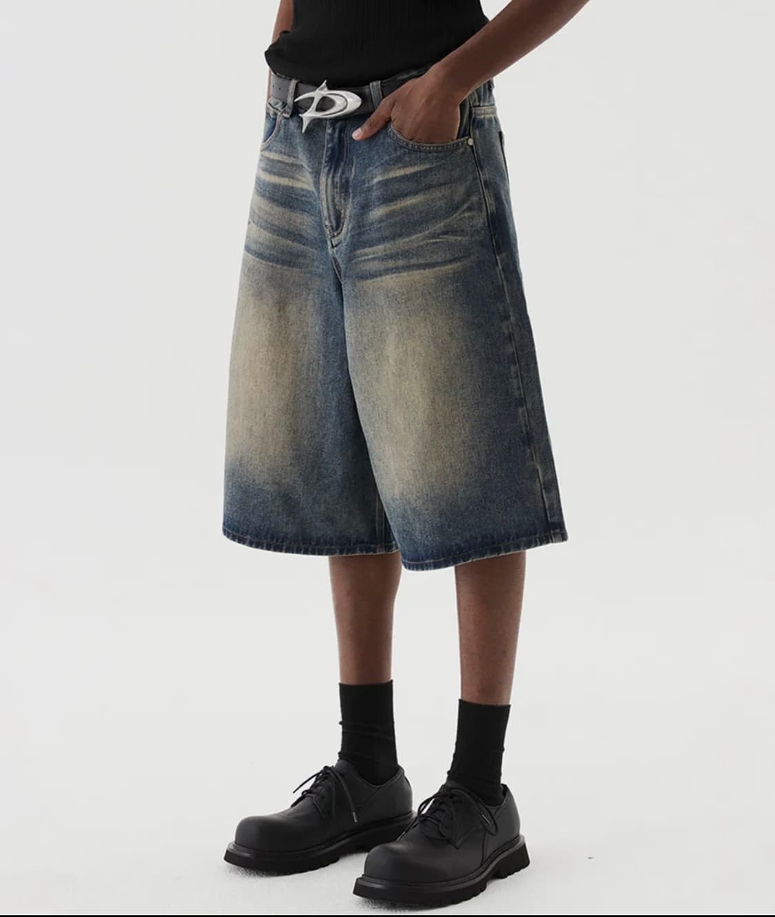 [XL] DNSR 디앤에스알 시그니처 버뮤다 데님 팬츠 머드 상품이미지1