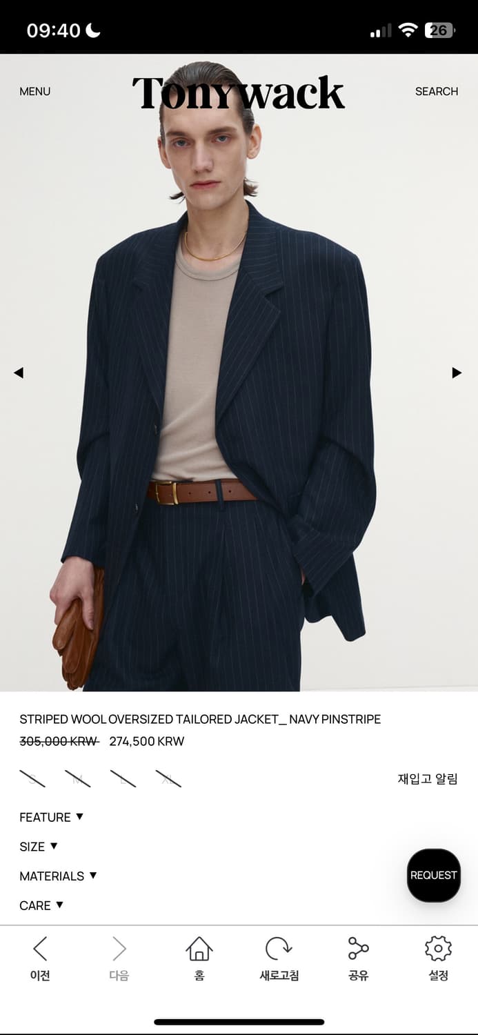 토니웩 스트라이프 네이비 블레이저 판매합니당 상품이미지2