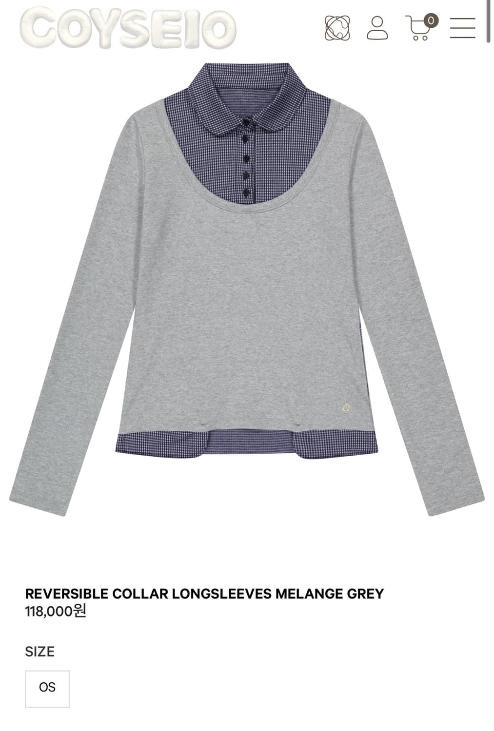 코이세이오 리버시블 롱슬리브 멜란지그레이 상품이미지1