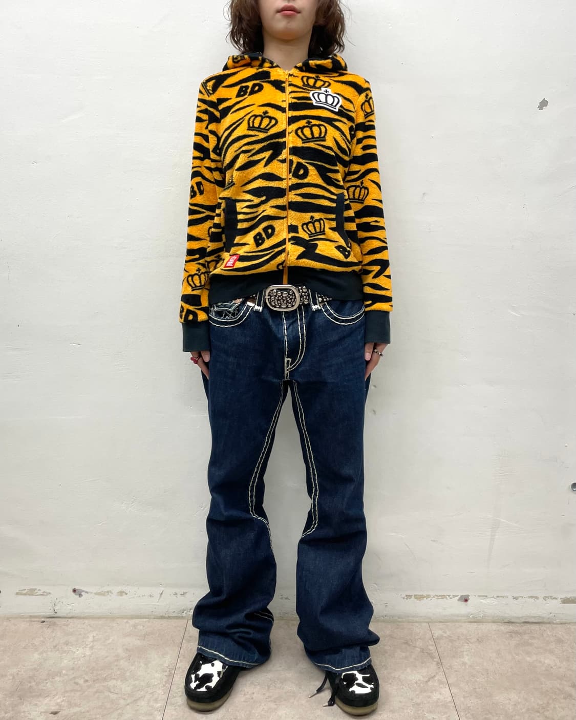 Baby Doll Yellow Zebra Fur Hooded Zip-Up 상품이미지4