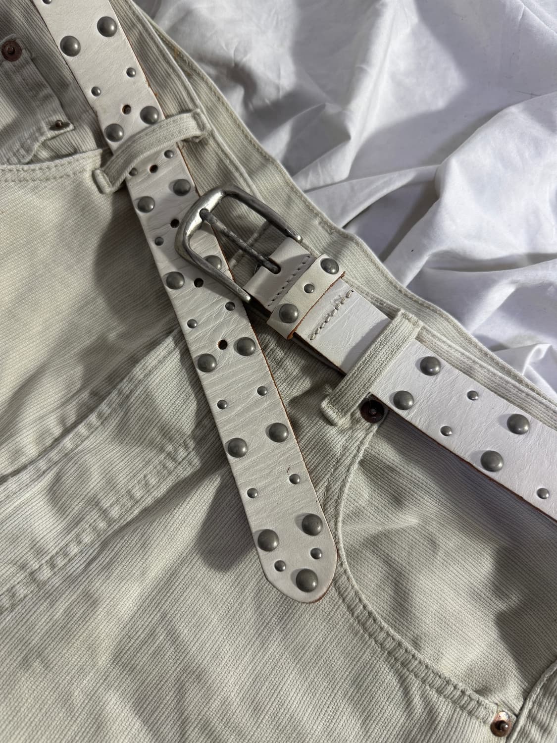 빈티지 볼 스터드 레더 벨트 펑크 상품이미지3