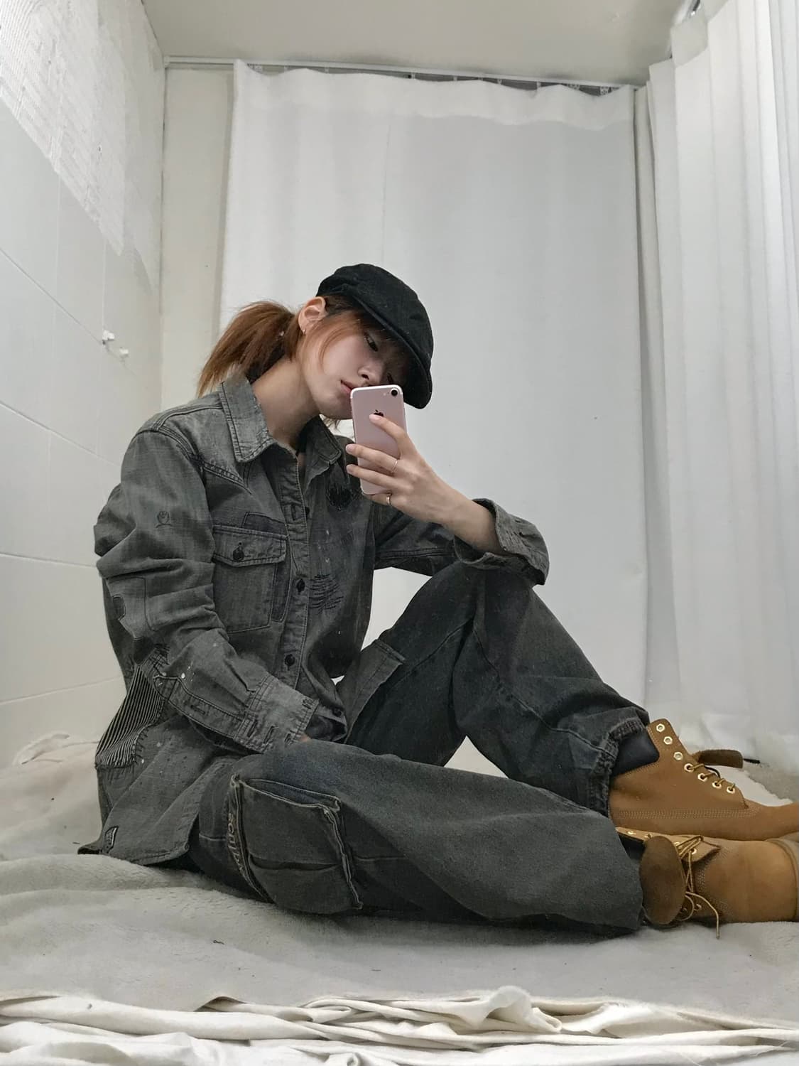 네이버후드 그런지 스티치 흑청 셔츠 자켓 상품이미지1