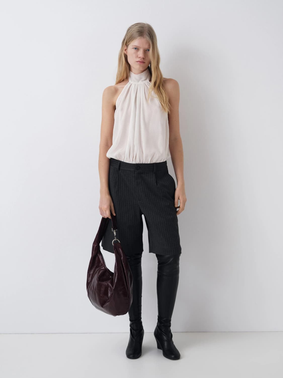 [S,M]기마구아스 Boa 시어 홀터넥 슬리브리스 탑/화이트 상품이미지5