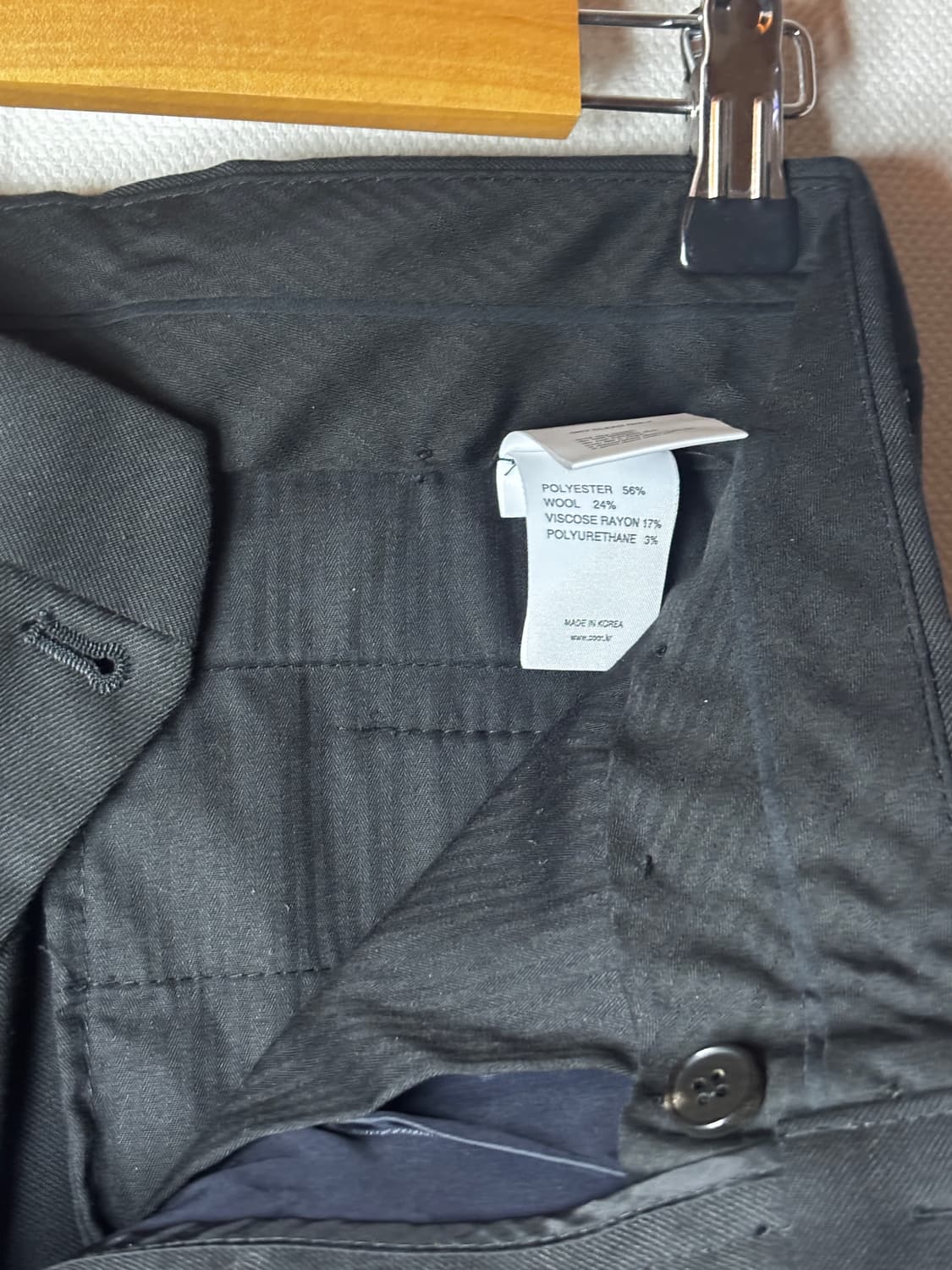 택포/S급) 쿠어 울 블렌드 크롭 슬랙스 팬츠 블랙 상품이미지7