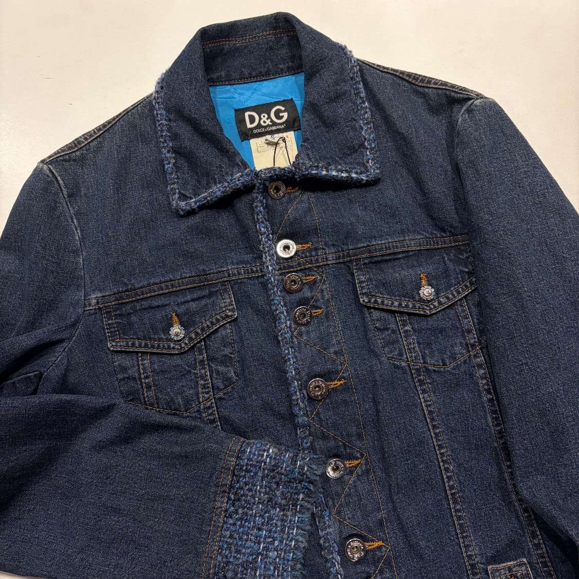 [S] D&G 돌체앤가바나 빈티지 트위드 데님 청자켓 D72 상품이미지3