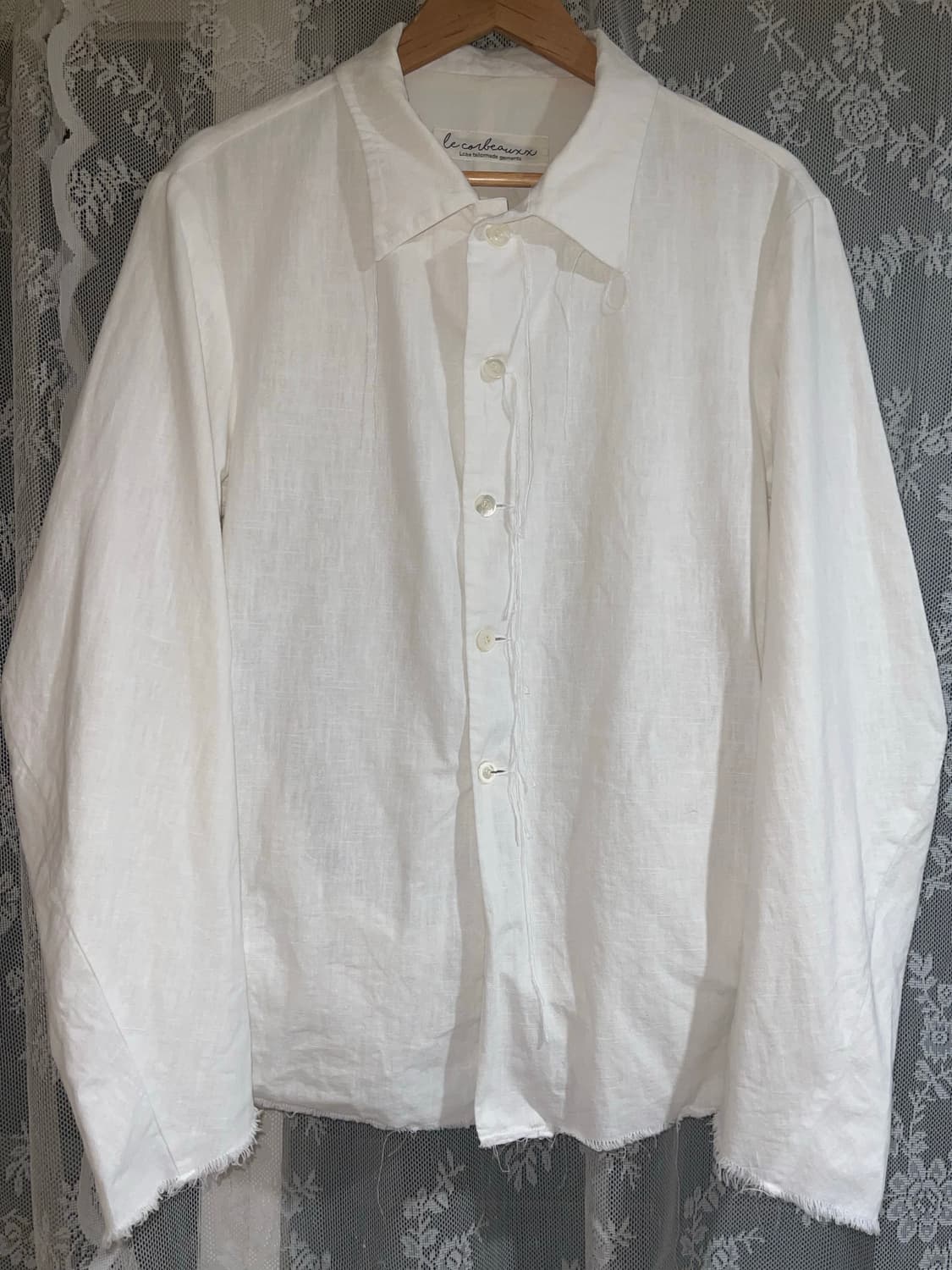 Raw Cut Linen Shirts White (Tailor Made) 상품이미지1