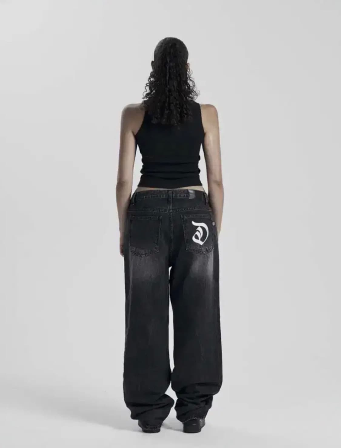 오도어 나스 로우 와이드 데님 블랙 1size 상품이미지1