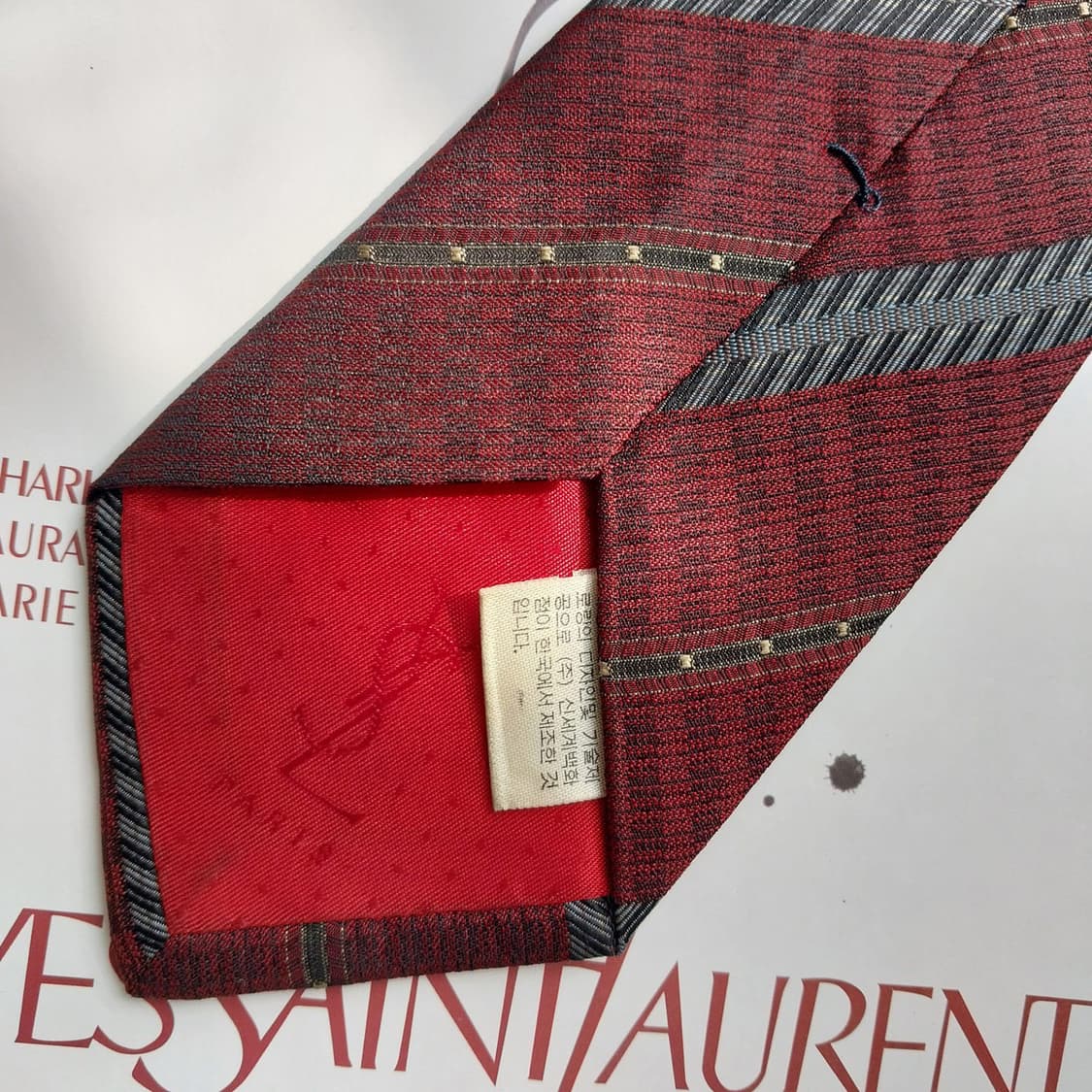 입생로랑 넥타이 와인 스트라이프 B등급 K2430
 상품이미지6