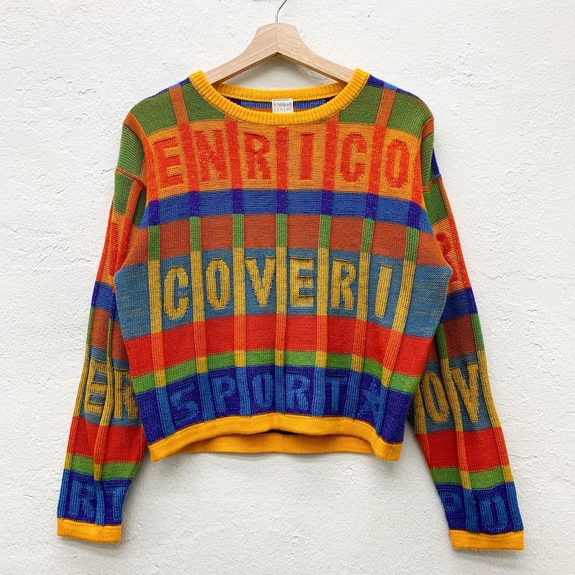 빈티지 멀티컬러 배색 크롭 니트 상품이미지2