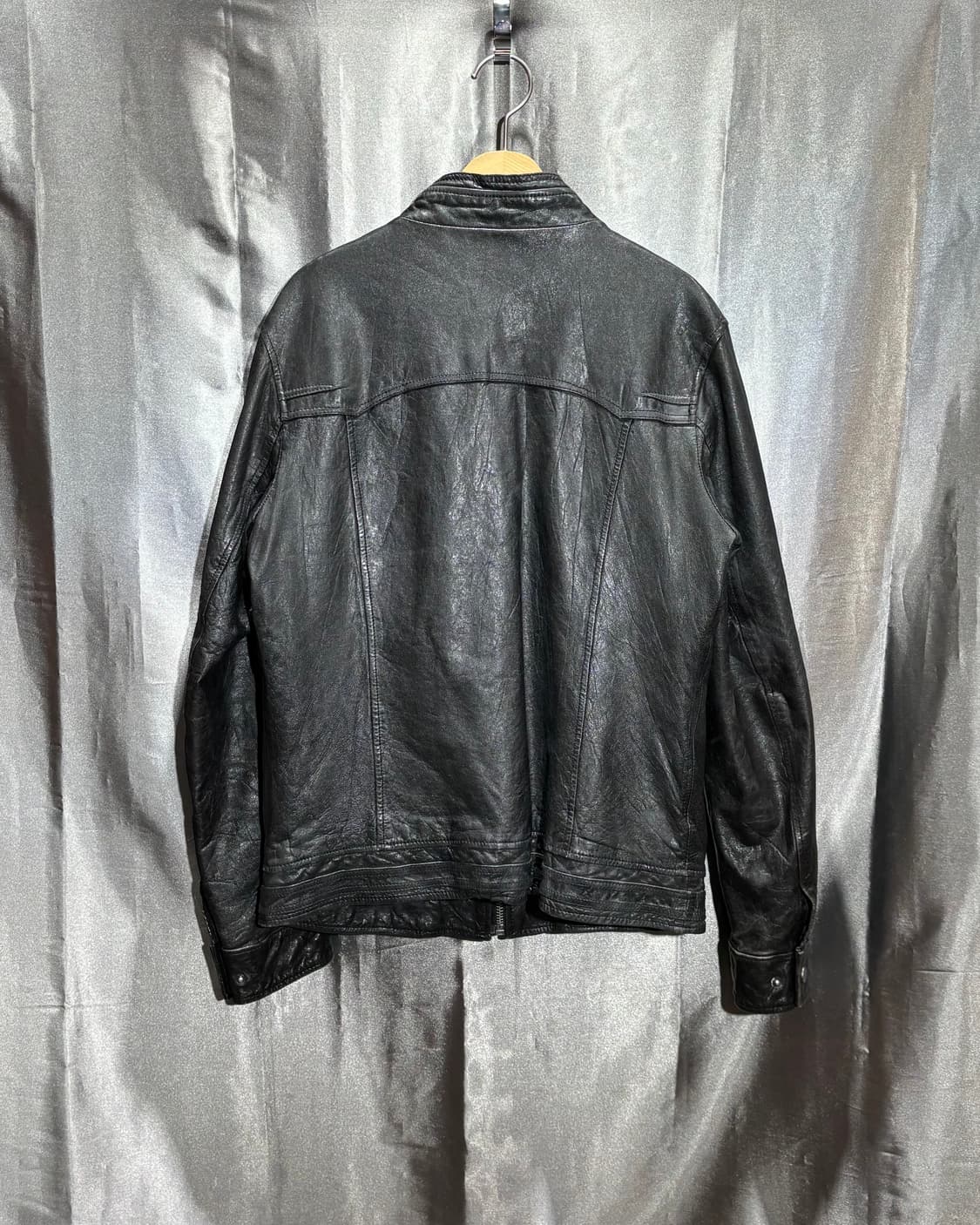 L 라이더 절개 디테일 블랙 레더 자켓 상품이미지3
