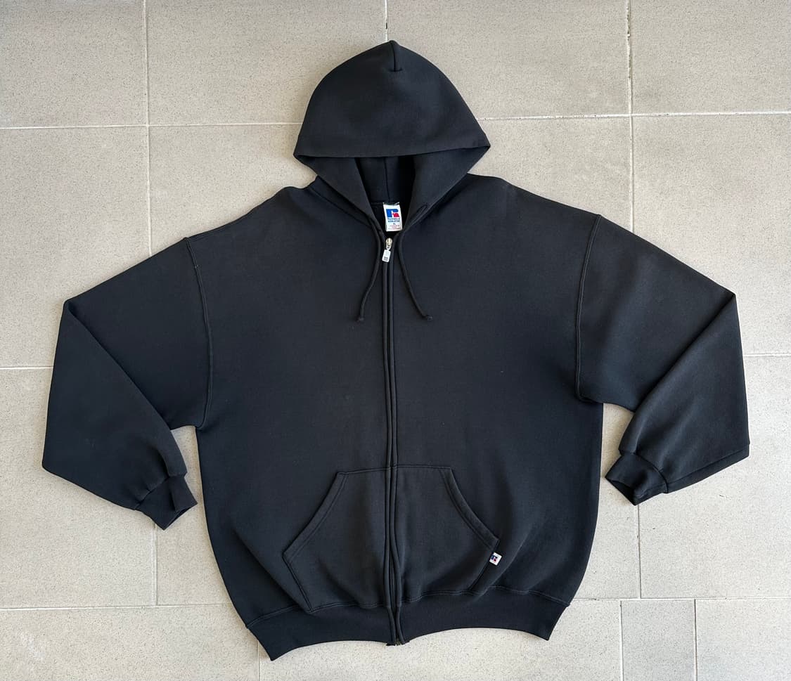 90s 빈티지 러셀 후드집업 블랙 XL 상품이미지1