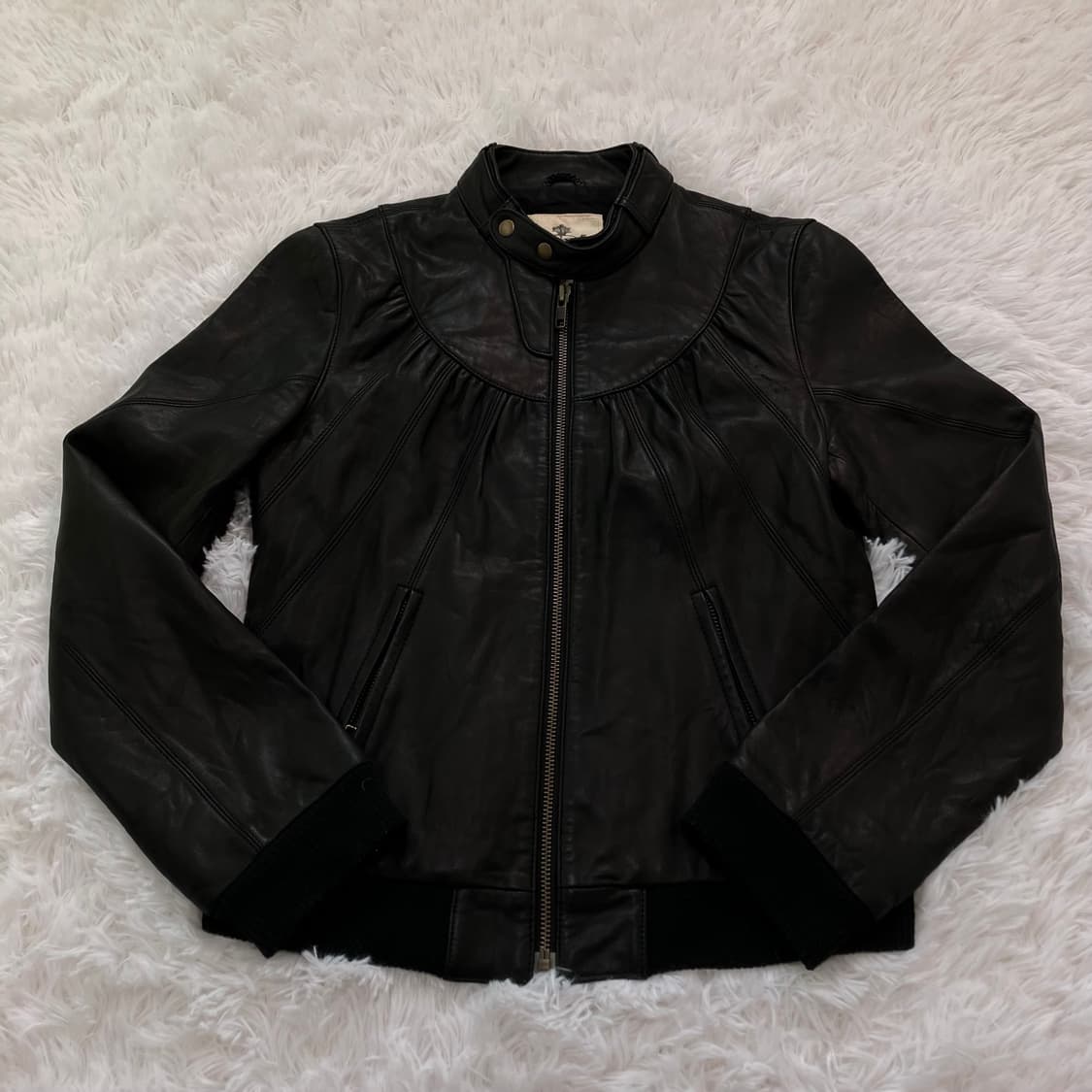 빈티지 리얼 레더 트임 레더 자켓 o-785 y2k 스트릿 갸루 펑키  상품이미지1