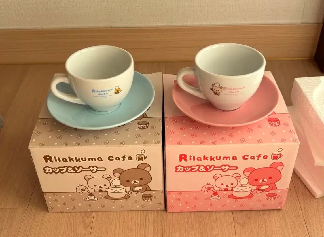 산엑스 리락쿠마 카페 머그컵 커피 찻잔 코리락쿠마 고전 빈티지 컵 접시  상품이미지3