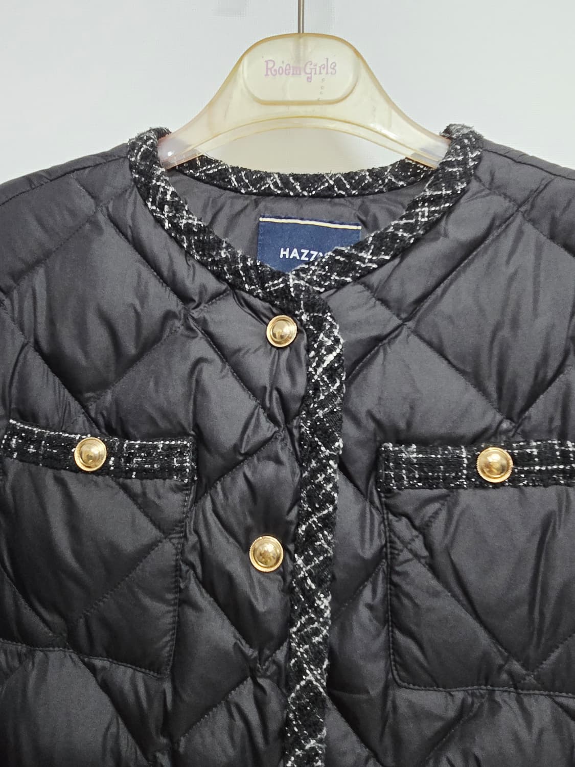 헤지스키즈 블랙 퀼팅 트위드 자켓 상품이미지2