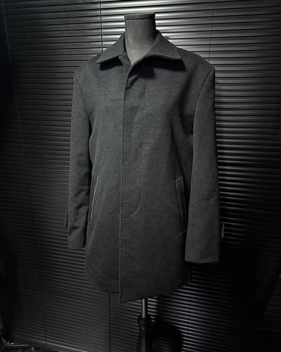 Mig 울 모 캐시미어 혼방 블랙 검정 숏 코트 95 m 카라 발마칸 상품이미지2