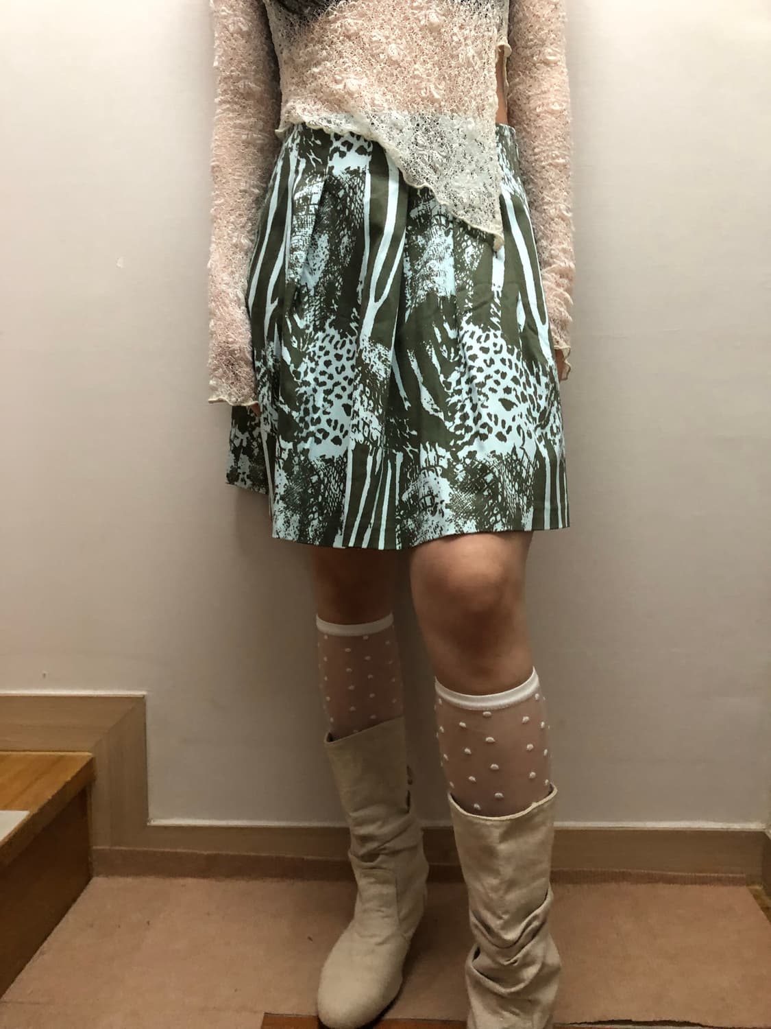 빈티지 라이트 블루 미니 스커트 상품이미지3