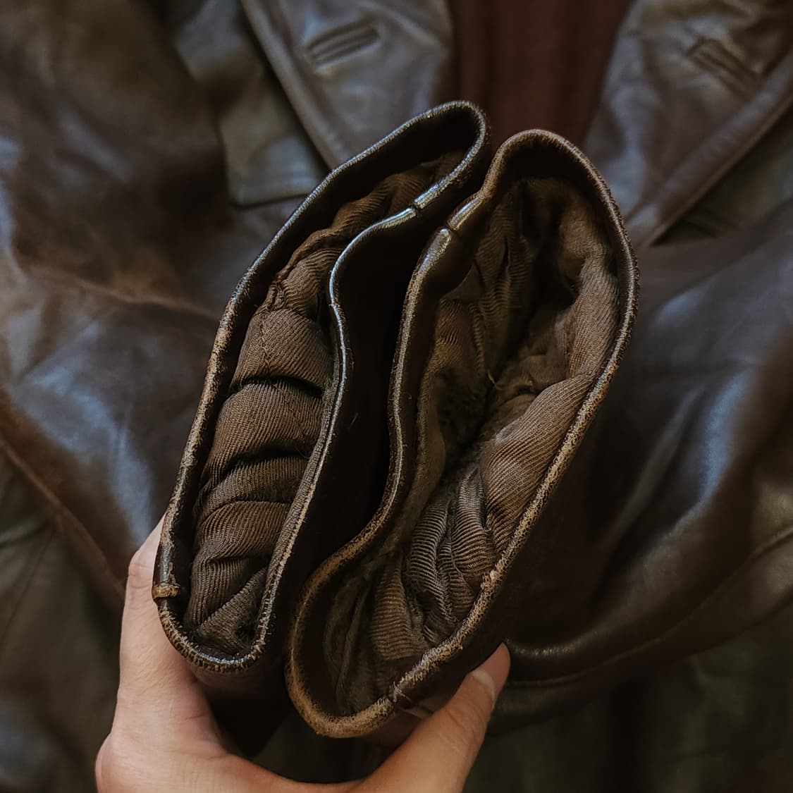 80s 프렌치 레더 카코트 카우하이드 반스토머 양털 랜치 코트 L 상품이미지10