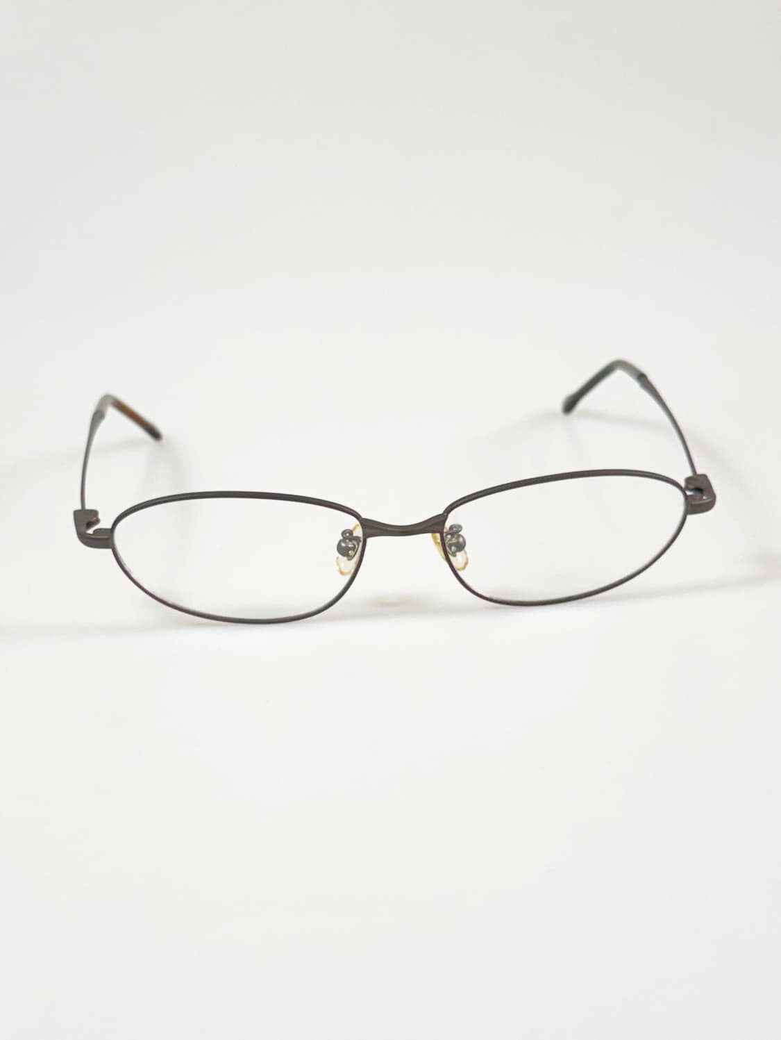 90s 매트 다크 그레이 슬림 오벌 메탈 프레임 빈티지 안경 상품이미지2