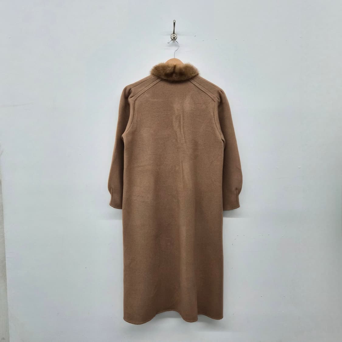 캐시미어 100% 카멜 브라운 퍼 롱코트 여성 S 상품이미지8