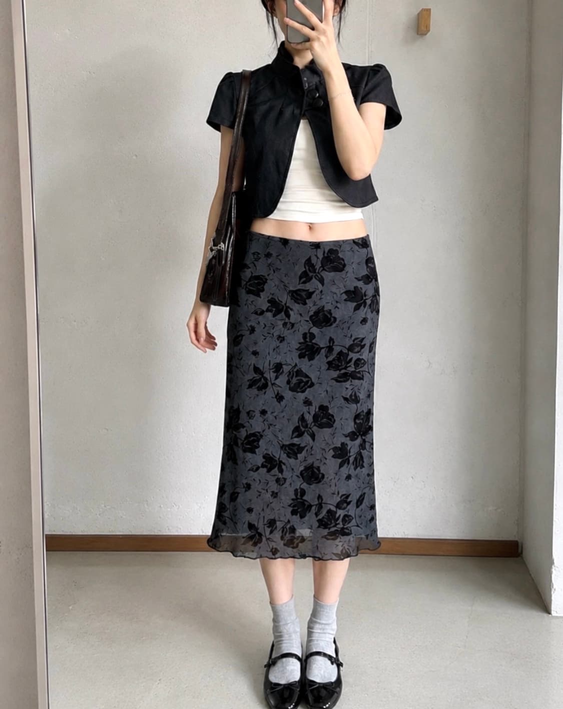 일본 빈치지 레이스 아트 플라워 스커트 상품이미지1