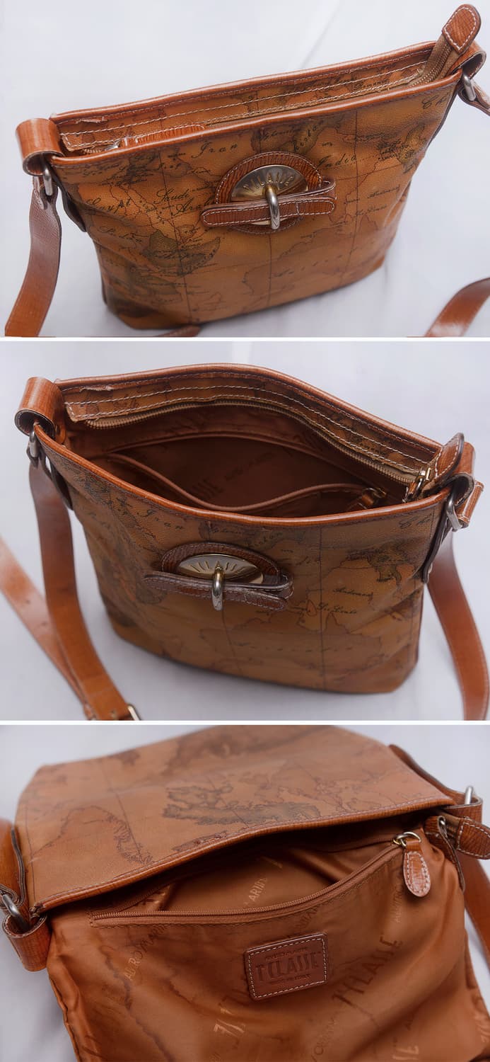 프리마 클라쎄 (Made in italy) 시그니쳐 고지도 플랫 크로스백 상품이미지9