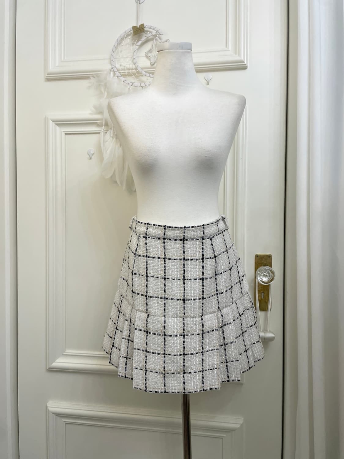 white check tweed pleats lovely skirt 상품이미지1