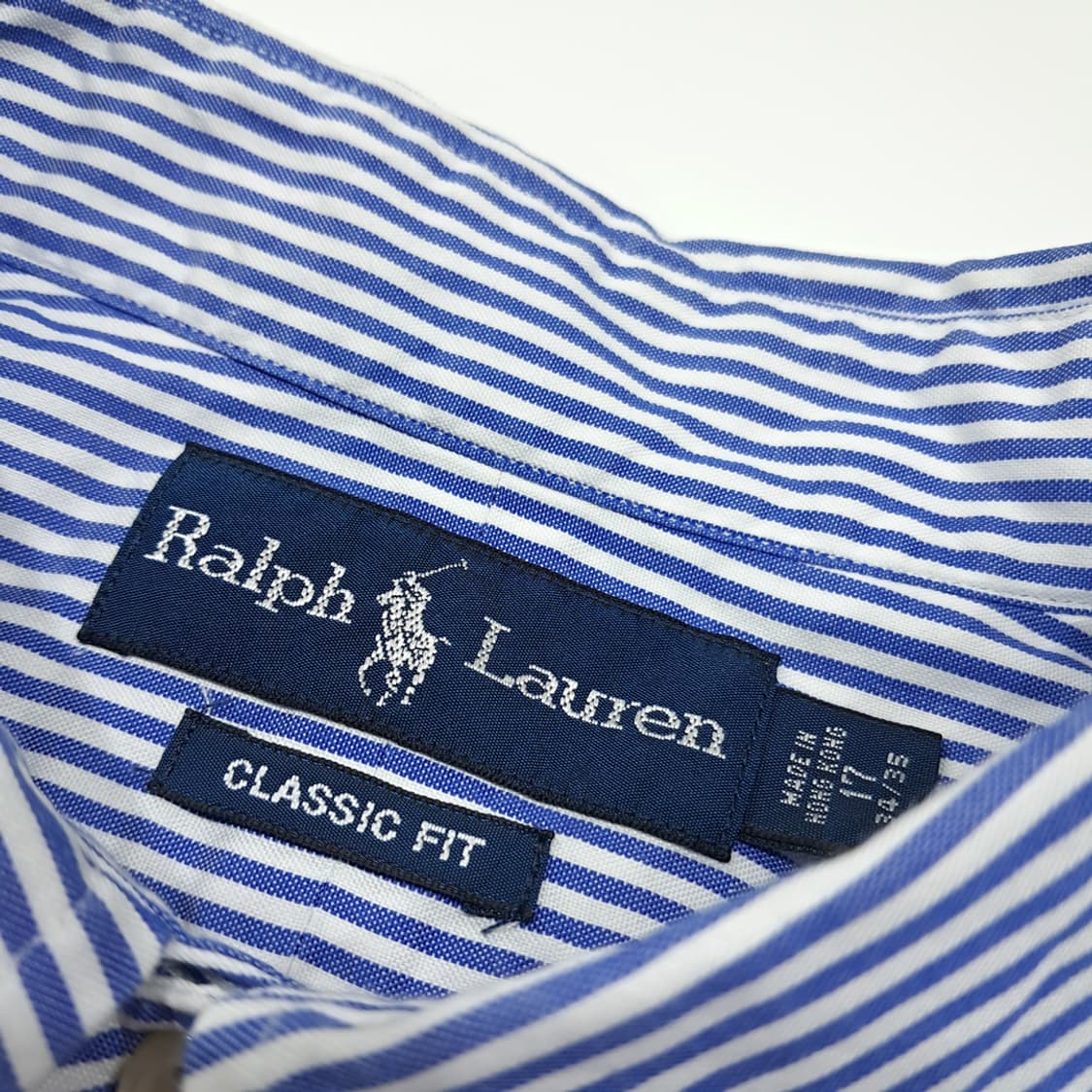 CL965 XL 폴로 90s 홍콩판 클래식핏 블루 스트라이프 셔츠 남방 상품이미지3
