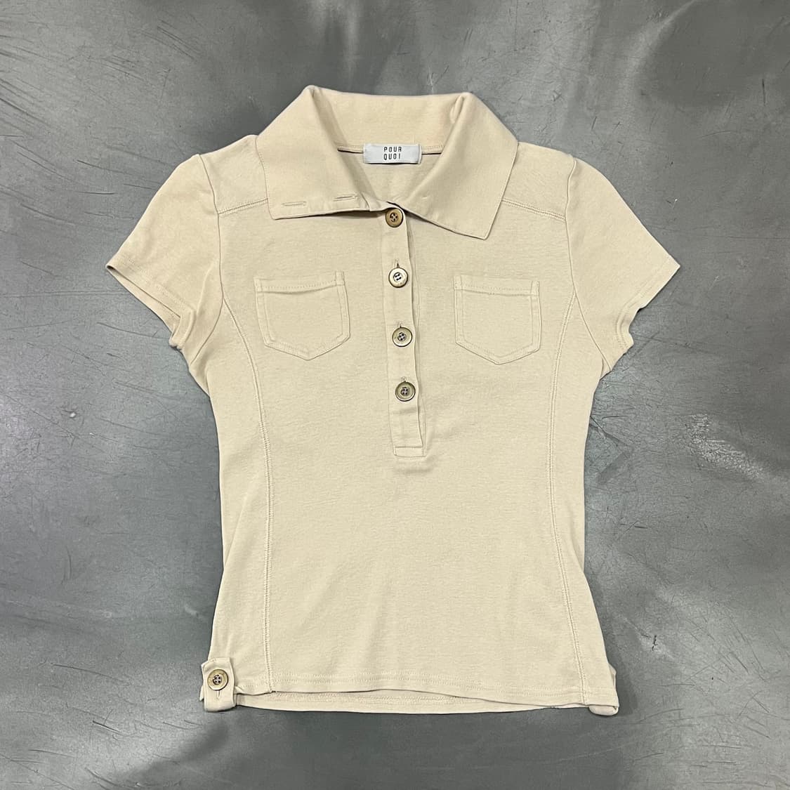  pour quol 하프 버튼 카라티 y16302 상품이미지1