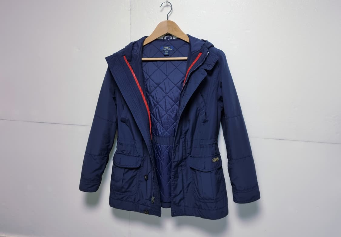 여성 청소년 폴로 랄프로렌 네이비 우븐 후드 자켓 안감 다이아몬드 퀼팅 상품이미지1
