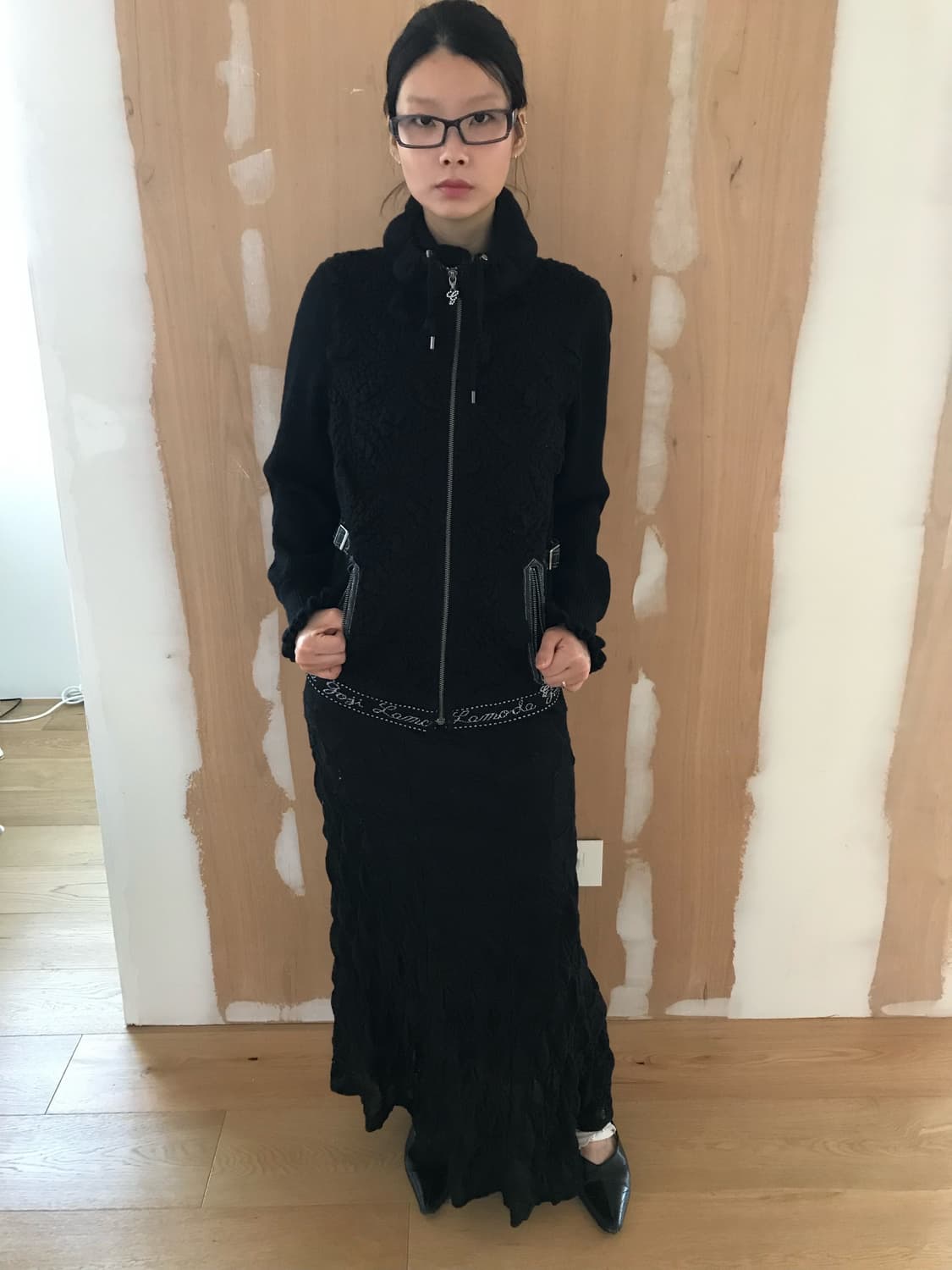 vintage high neck knit zip-up 상품이미지3