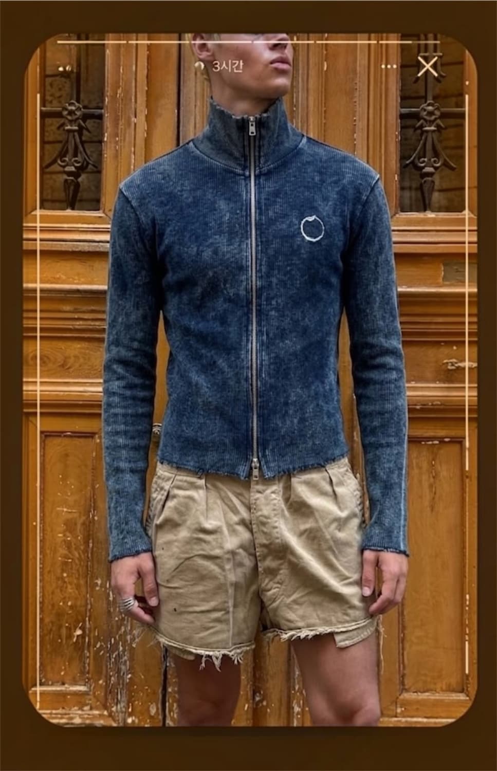 LECYTO STONE WASHED RIBBED NECK ZIP UP 상품이미지1