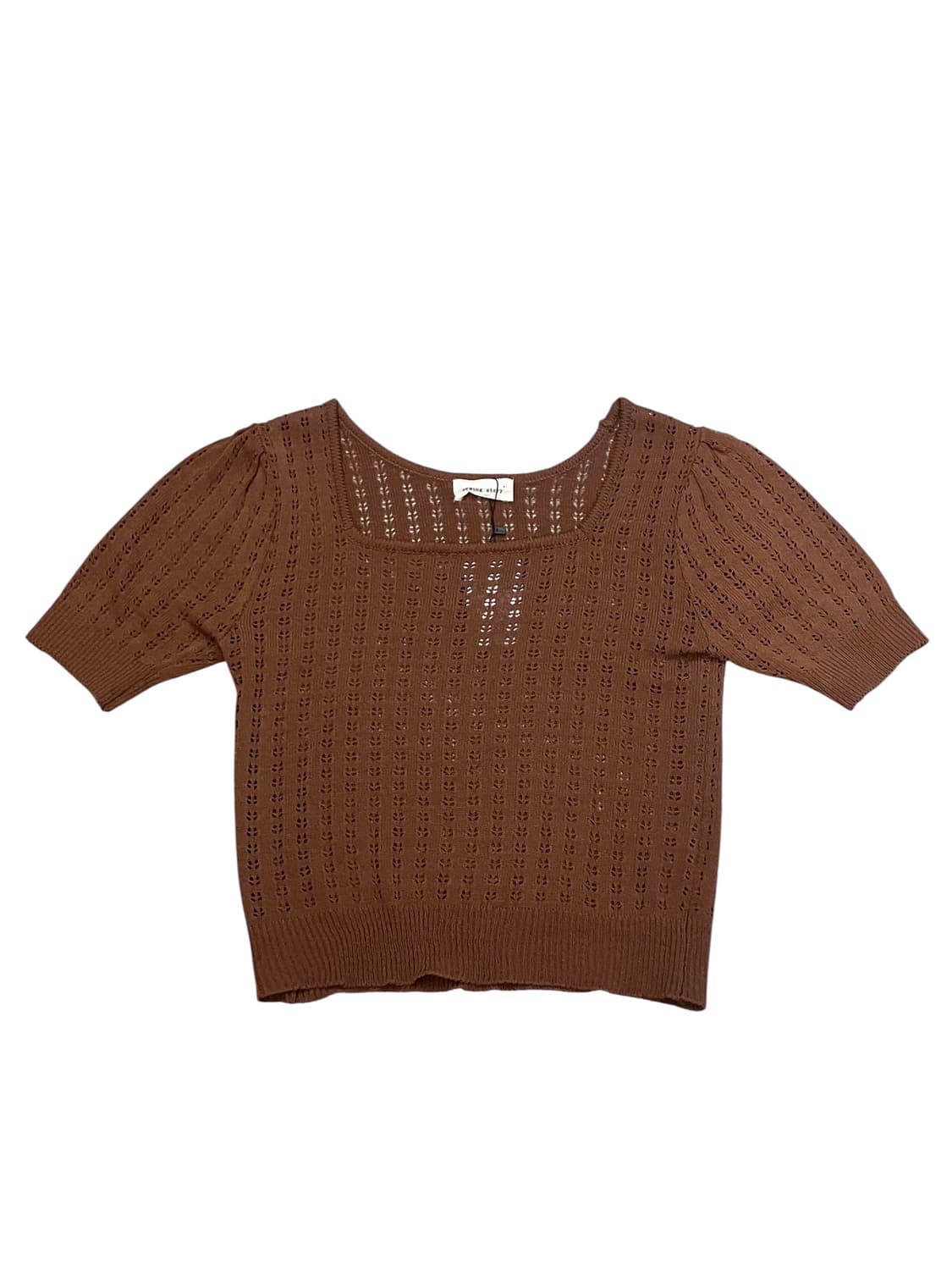 빈티지 스퀘어넥 반팔 니트 브라운 #csz4094 상품이미지3