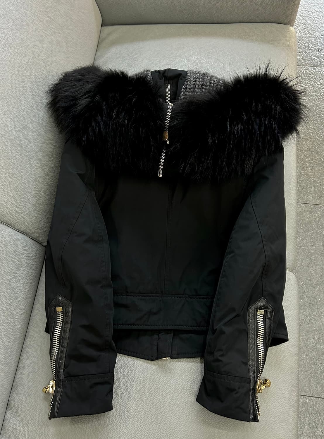 필립 플레인 여성 더플 블랙 라쿤퍼 패딩 자켓(XS) 상품이미지6