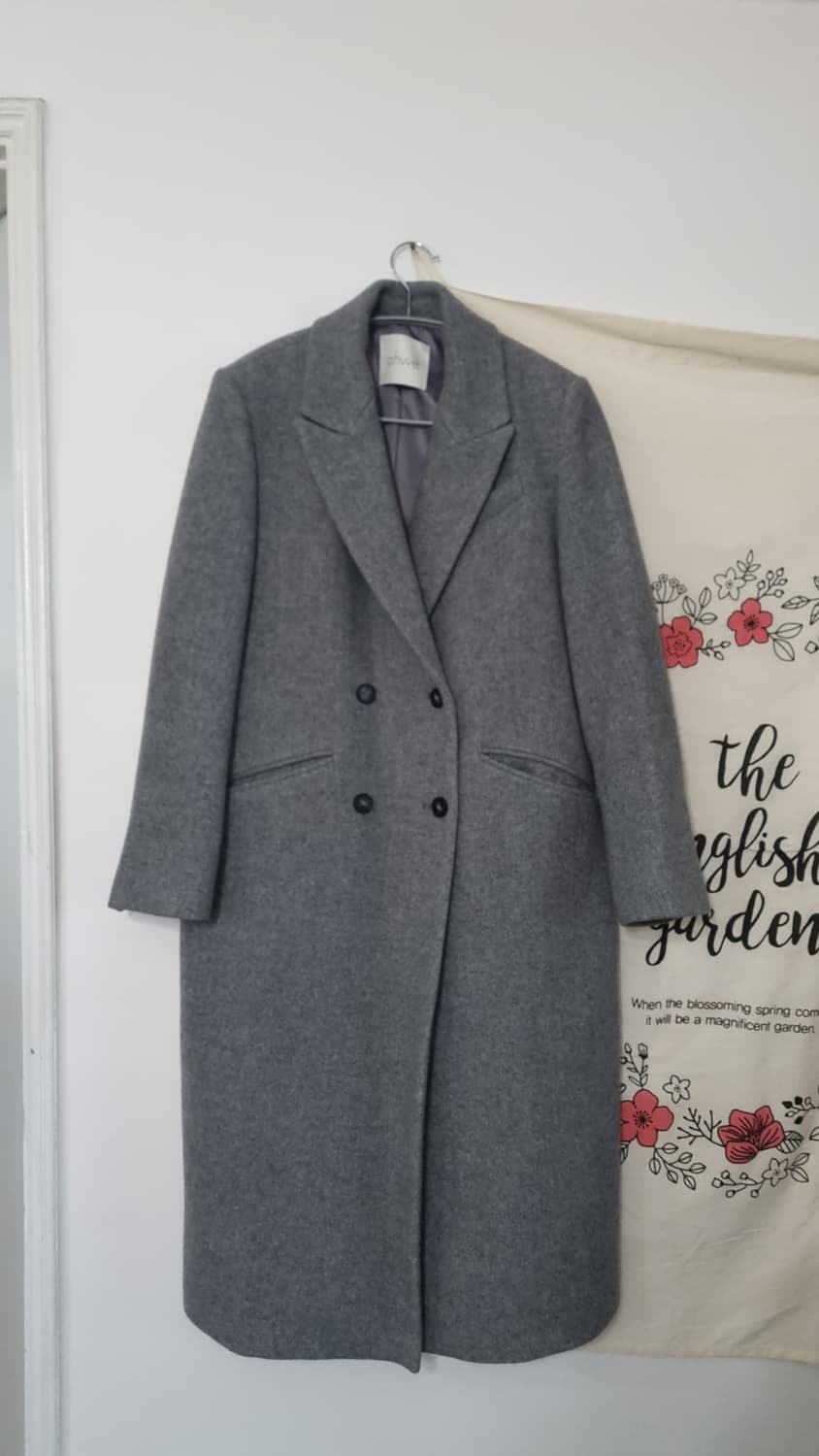 ahwe 그레이 헤링본 롱 모*캐시 혼방 코트 S 상품이미지1