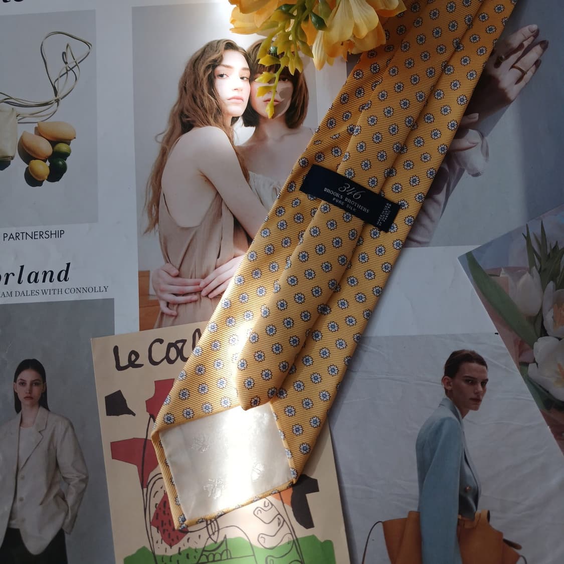 브룩스 브라더스 실크 옐로 플라워 넥타이 9.2cm A등급 A19042
 상품이미지4